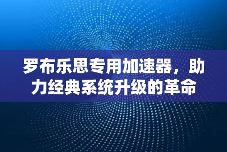 罗布乐思专用加速器，助力经典系统升级的革命性解决方案